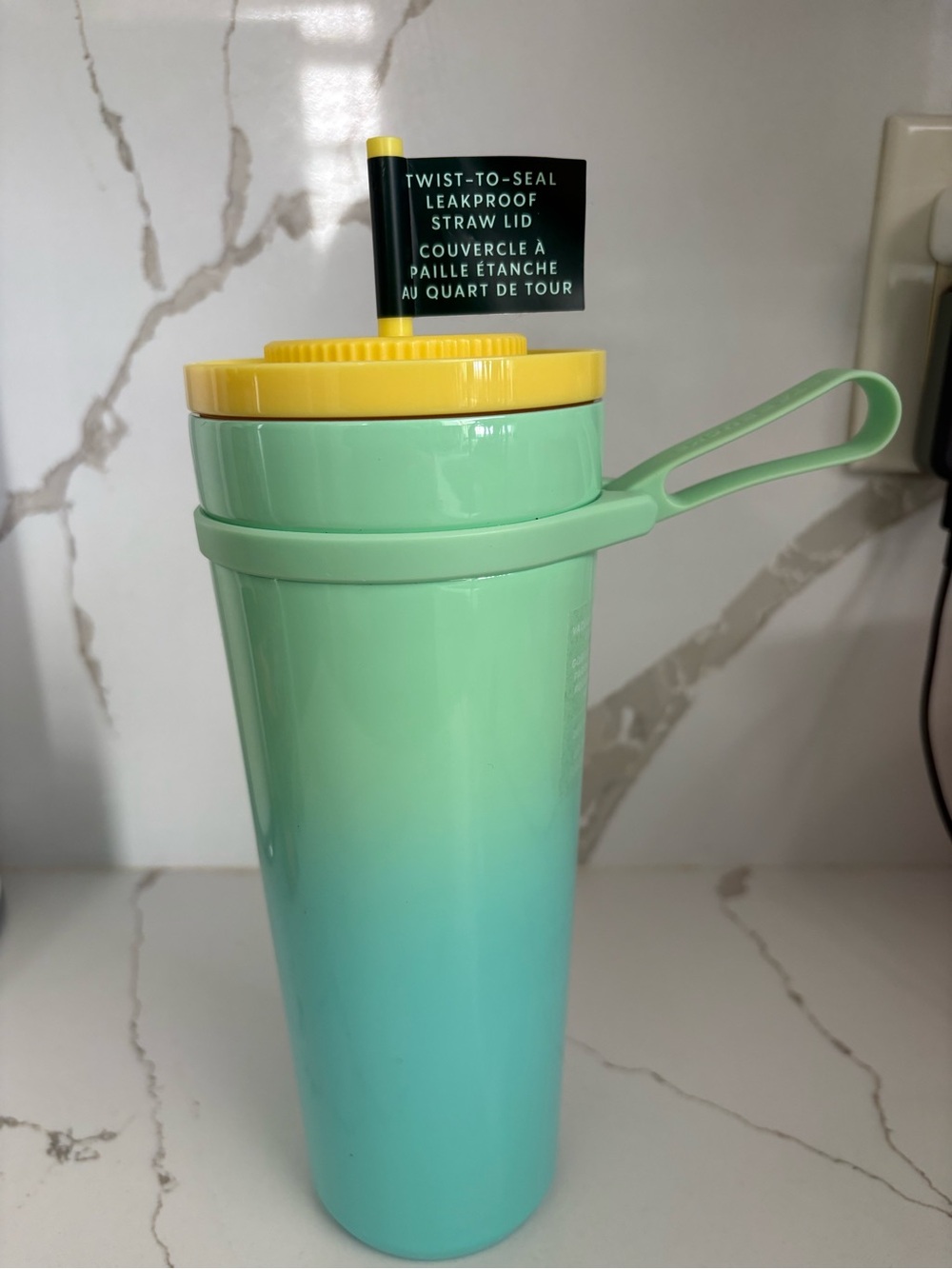 Starbucks blue and green gradient Tupperware 24 oz.